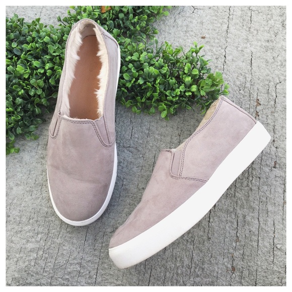 faux fur lined slip on sneakers